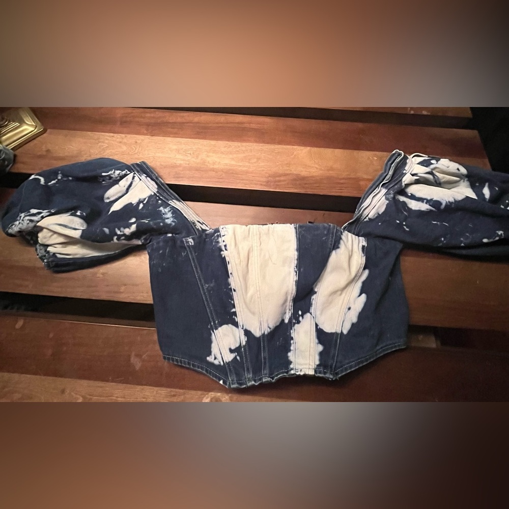 Blue and White Women's Top